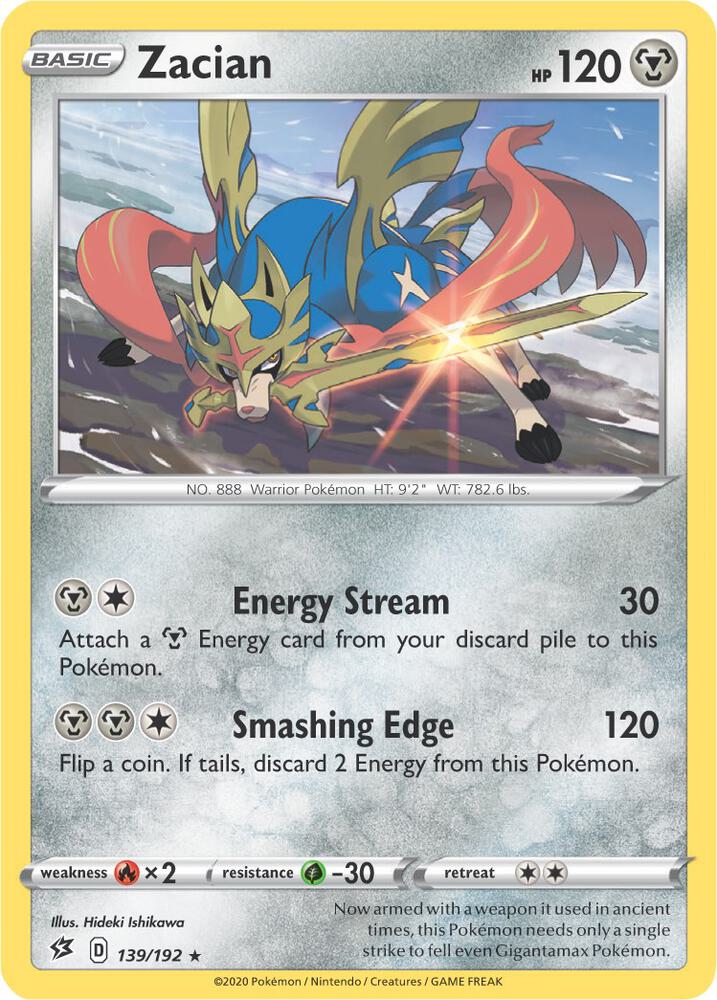 Zacian (Cracked Ice Holo) 139/192 card from Deck Exclusives