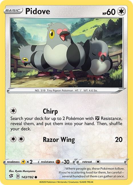 Pidove 143/192 card from SWSH02: Rebel Clash
