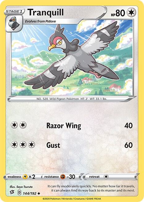 Tranquill 144/192 card from SWSH02: Rebel Clash