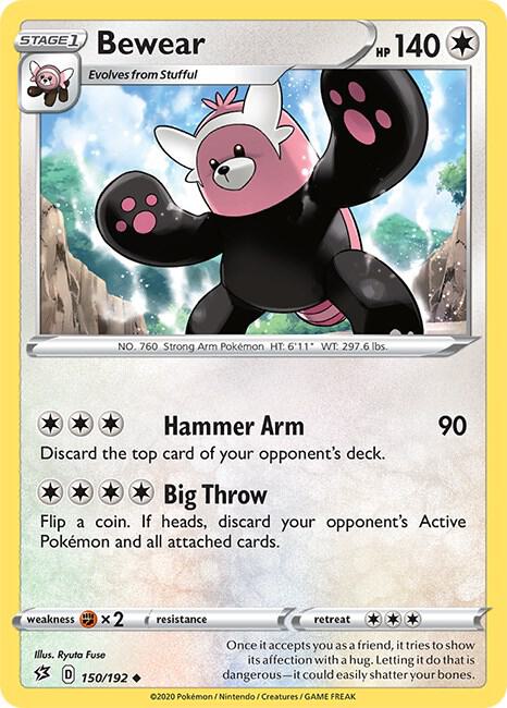Bewear 150/192 card from SWSH02: Rebel Clash