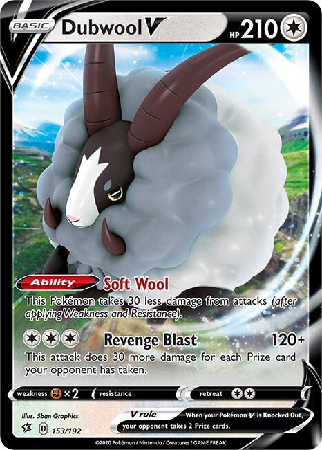 Dubwool V 153/192 card from SWSH02: Rebel Clash