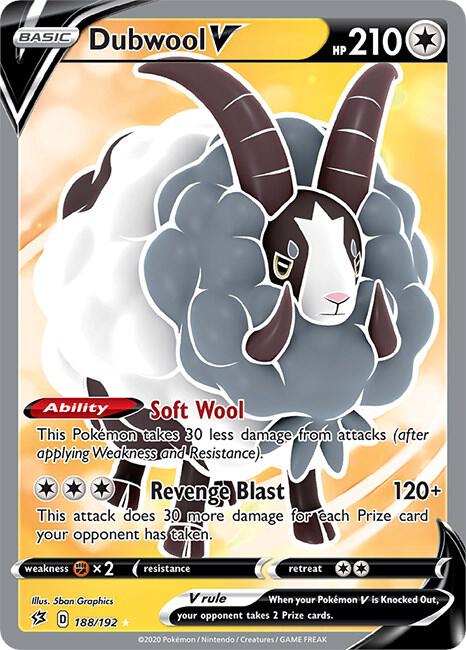 Dubwool V (Full Art) 188/192 card from SWSH02: Rebel Clash