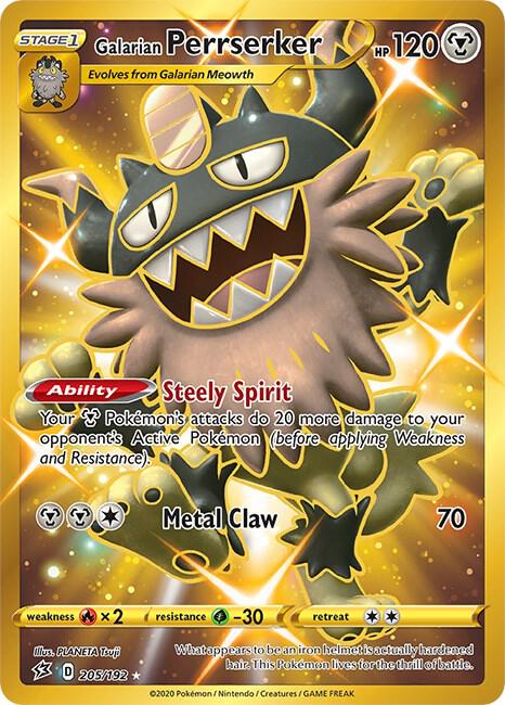 Galarian Perrserker (Secret) 205/192 card from SWSH02: Rebel Clash