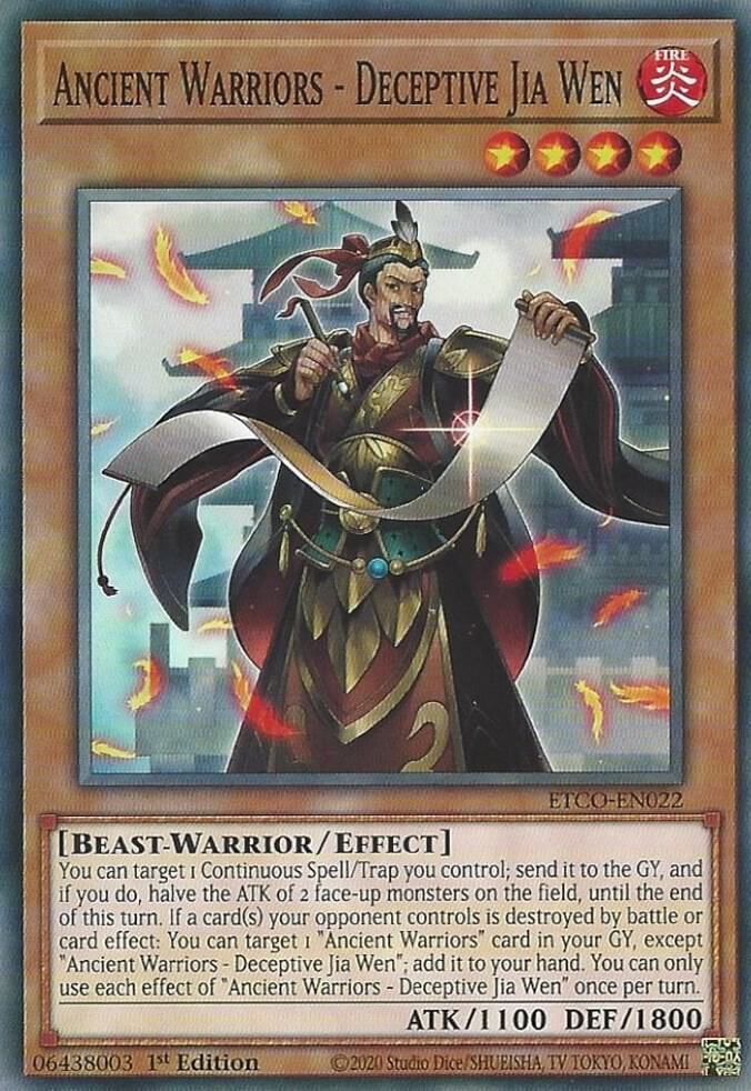 Ancient Warriors - Deceptive Jia Wen ETCO-EN022 card from Eternity Code