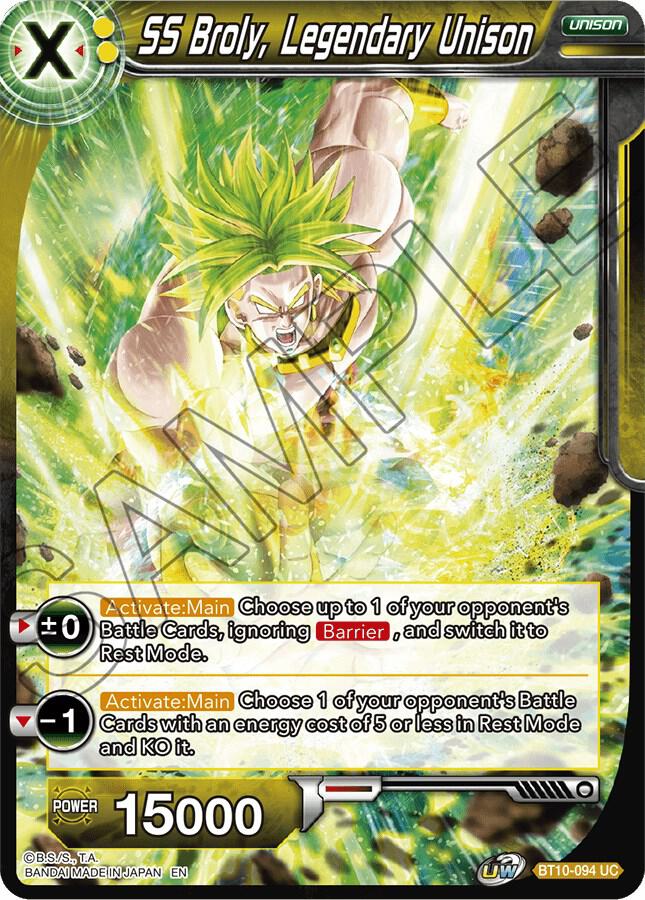 SS Broly, Legendary Unison BT10-094 card from Rise of the Unison Warrior