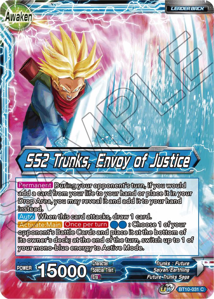 Trunks // SS2 Trunks, Envoy of Justice BT10-031 card from Rise of the Unison Warrior