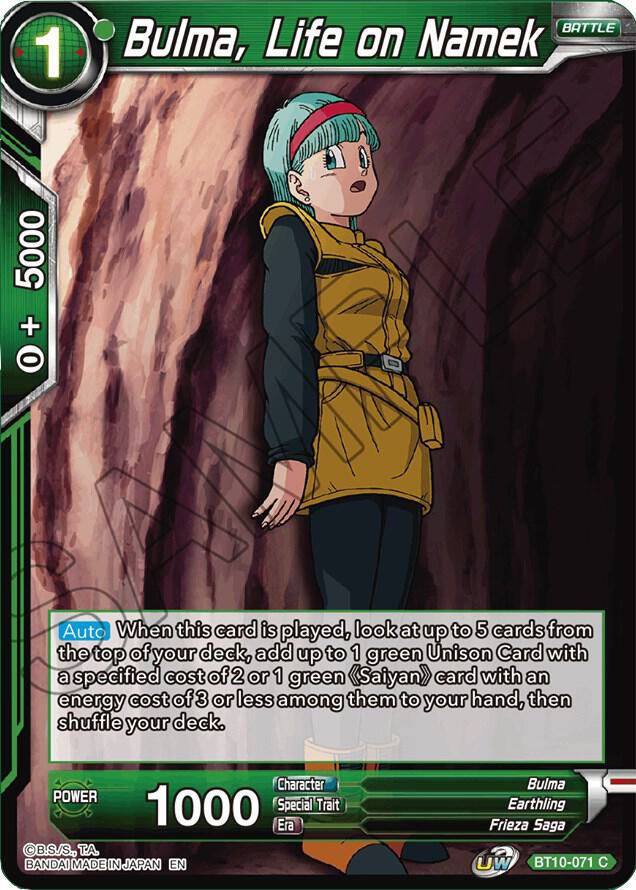 Bulma, Life on Namek BT10-071 card from Rise of the Unison Warrior