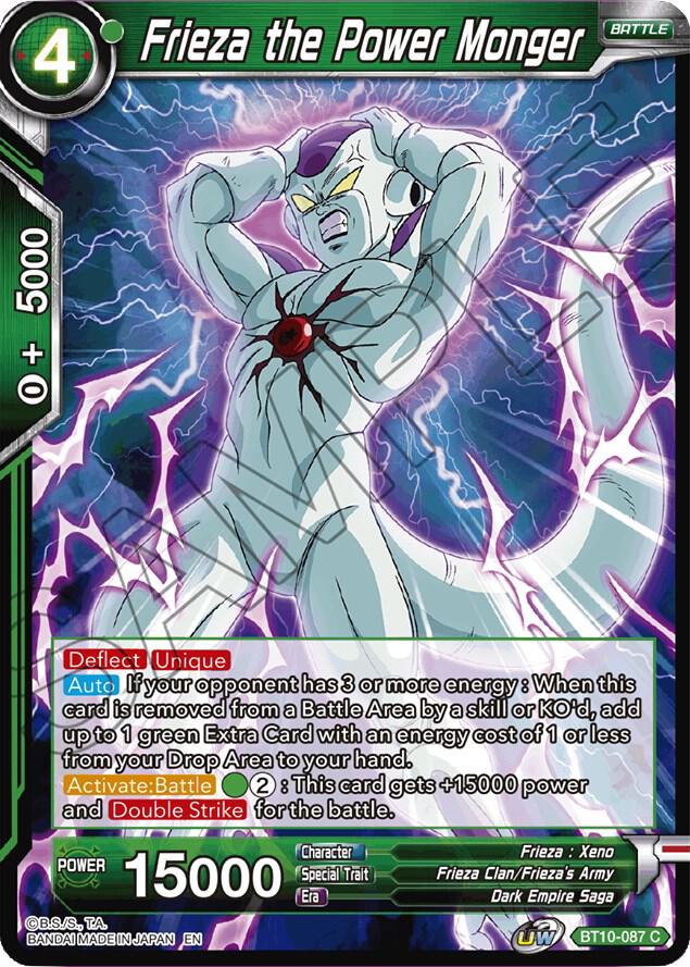 Frieza the Power Monger BT10-087 card from Rise of the Unison Warrior