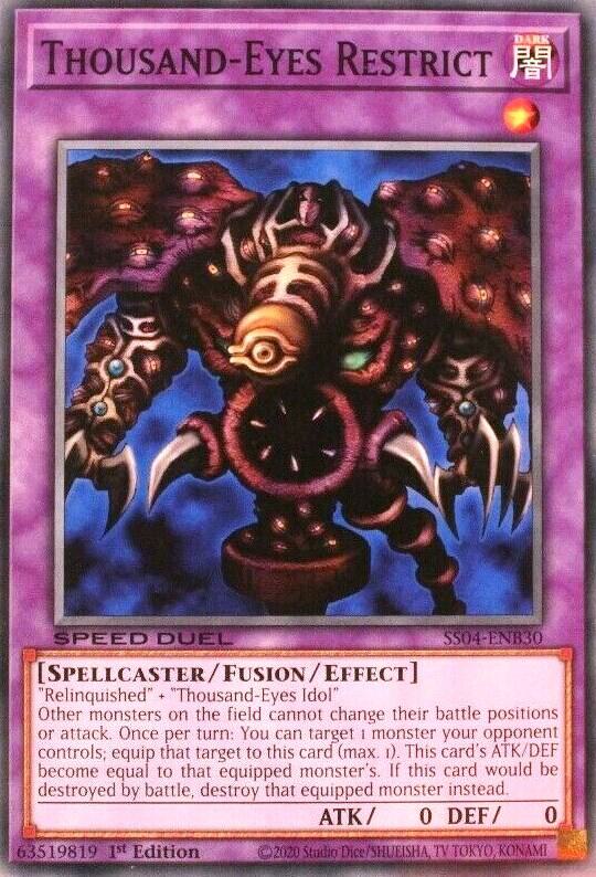 Thousand-Eyes Restrict SS04-ENB30 card from Speed Duel Decks: Match of the Millennium