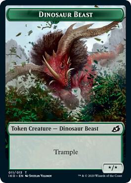 Dinosaur Beast // Human Soldier Double-Sided Token 11 // 4 card from Ikoria: Lair of Behemoths