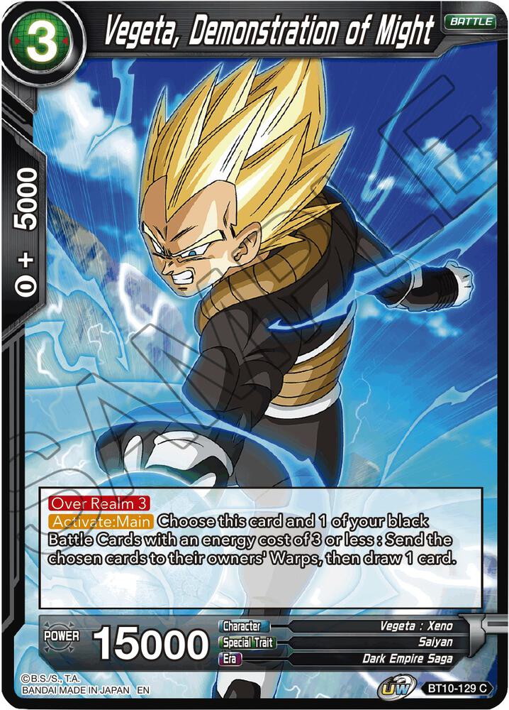 Vegeta, Demonstration of Might BT10-129 card from Rise of the Unison Warrior