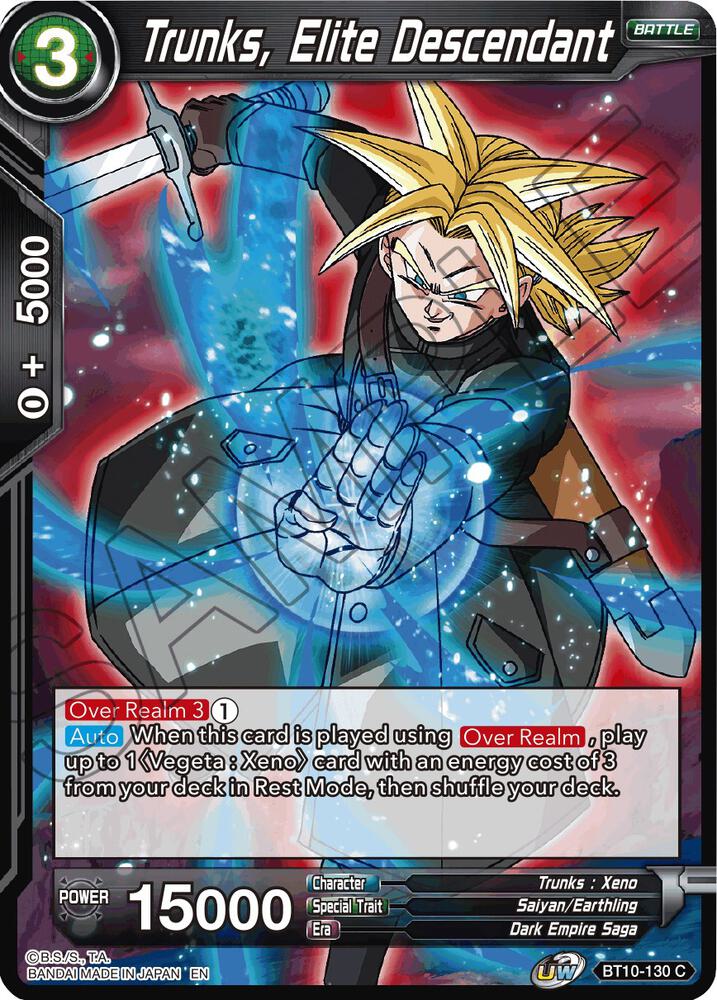 Trunks, Elite Descendant BT10-130 card from Rise of the Unison Warrior