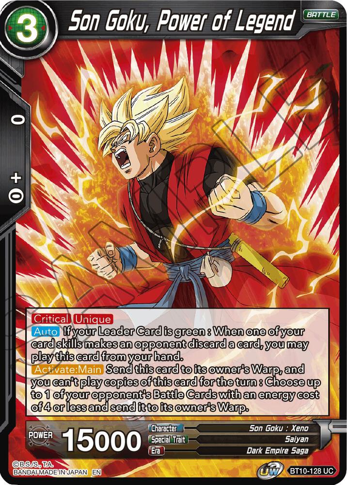 Son Goku, Power of Legend BT10-128 card from Rise of the Unison Warrior