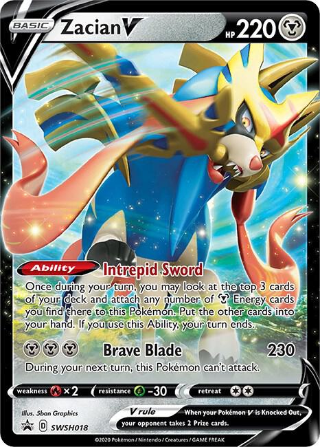 Zacian V SWSH018 card from SWSH: Sword & Shield Promo Cards