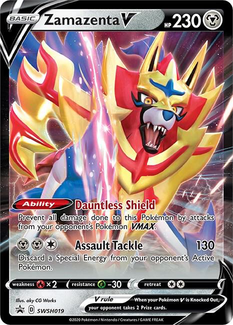 Zamazenta V SWSH019 card from SWSH: Sword & Shield Promo Cards