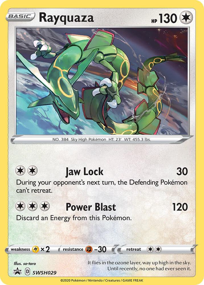 Rayquaza SWSH029 card from SWSH: Sword & Shield Promo Cards