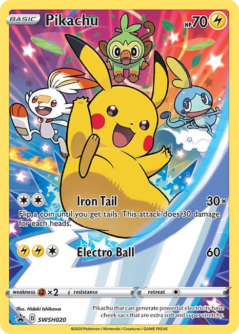 Pikachu SWSH020 card from SWSH: Sword & Shield Promo Cards