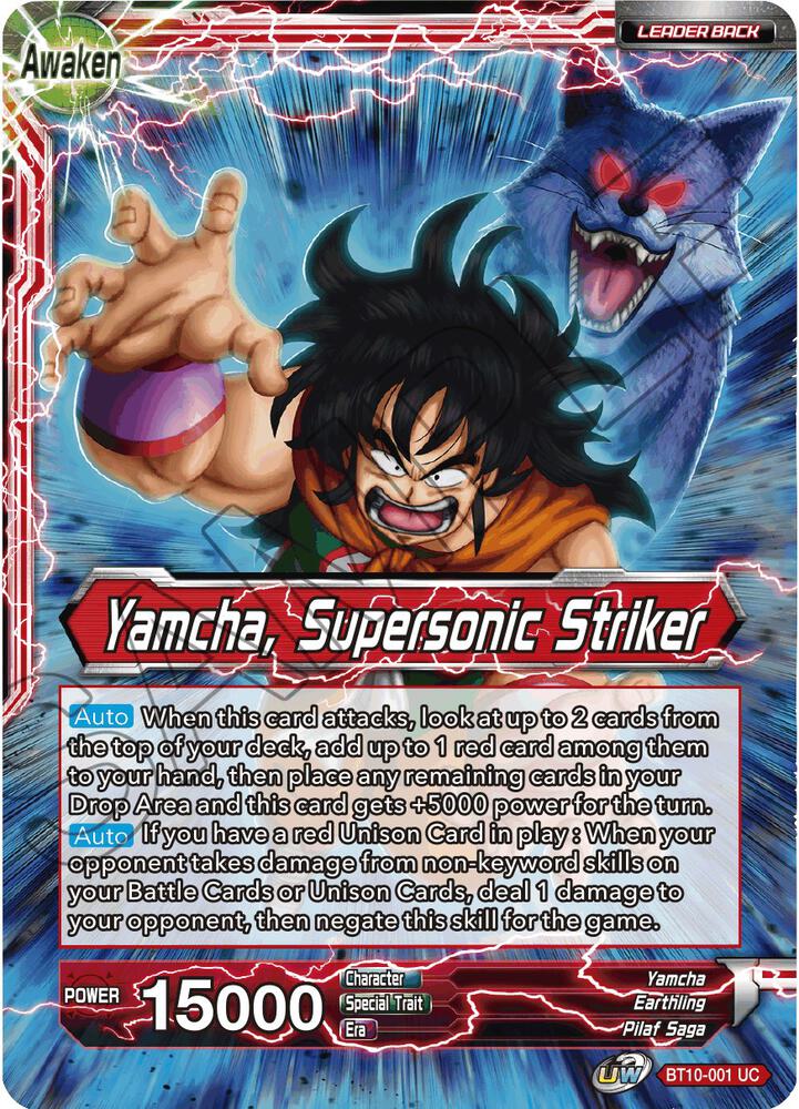 Yamcha // Yamcha, Supersonic Striker BT10-001 card from Rise of the Unison Warrior