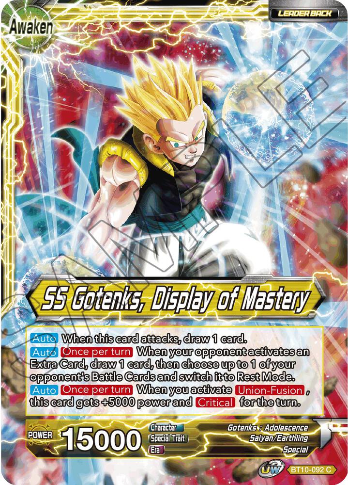 Gotenks // SS Gotenks, Display of Mastery BT10-092 card from Rise of the Unison Warrior