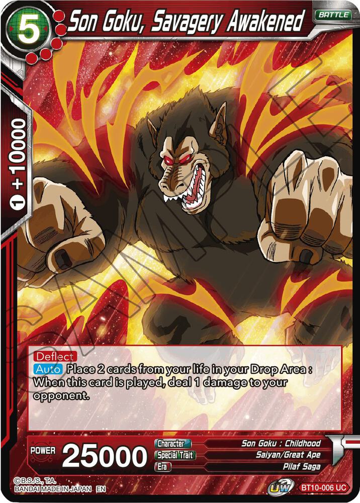 Son Goku, Savagery Awakened BT10-006 card from Rise of the Unison Warrior
