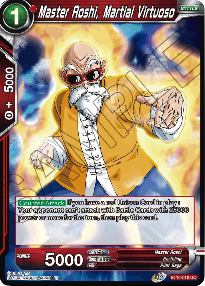 Master Roshi, Martial Virtuoso BT10-010 card from Rise of the Unison Warrior
