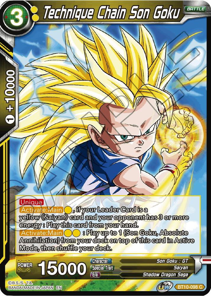 Technique Chain Son Goku BT10-098 card from Rise of the Unison Warrior