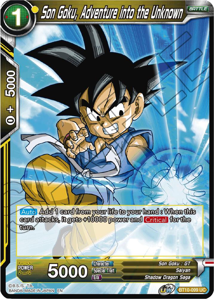 Son Goku, Adventure into the Unknown BT10-099 card from Rise of the Unison Warrior