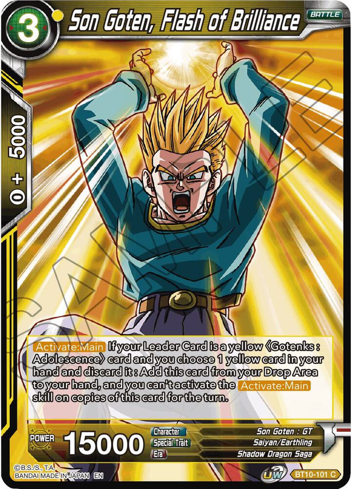 Son Goten, Flash of Brilliance BT10-101 card from Rise of the Unison Warrior
