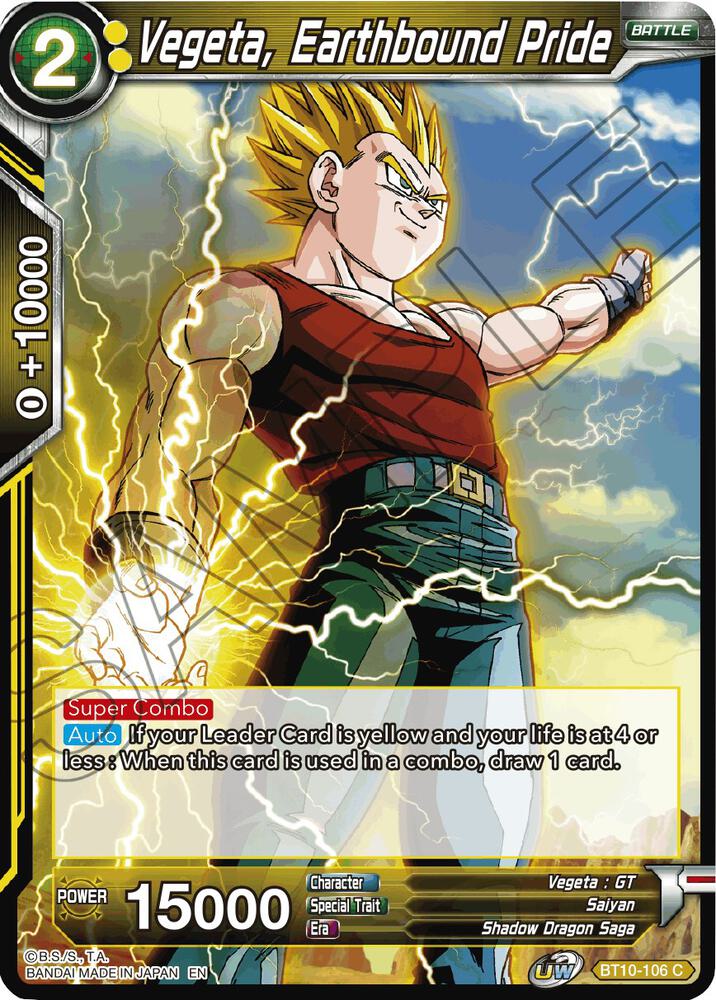 Vegeta, Earthbound Pride BT10-106 card from Rise of the Unison Warrior
