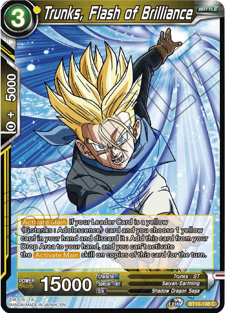 Trunks, Flash of Brilliance BT10-108 card from Rise of the Unison Warrior