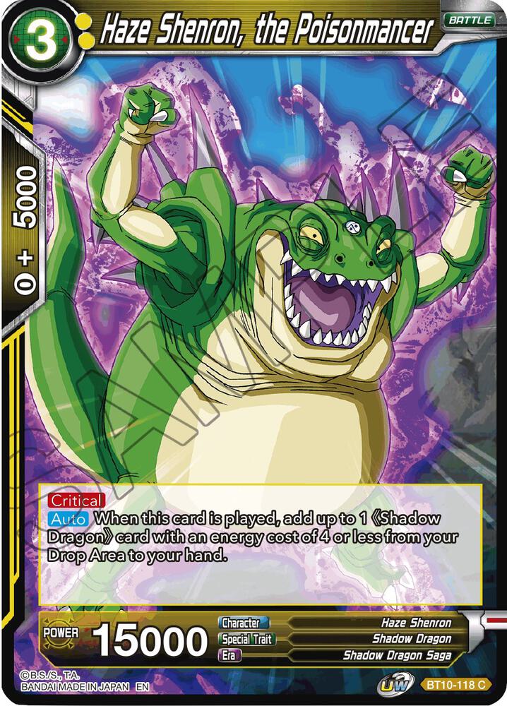 Haze Shenron, the Poisonmancer BT10-118 card from Rise of the Unison Warrior