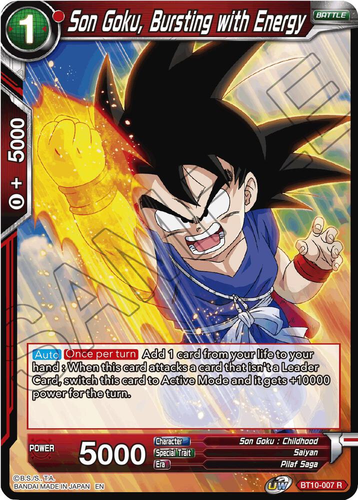 Son Goku, Bursting with Energy BT10-007 card from Rise of the Unison Warrior