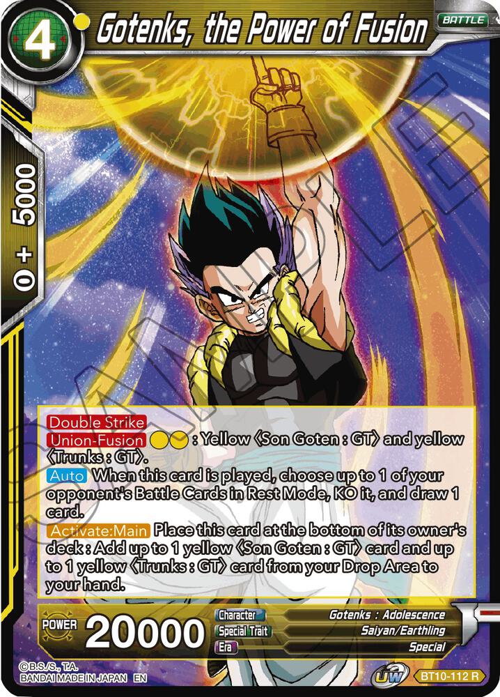 Gotenks, the Power of Fusion BT10-112 card from Rise of the Unison Warrior