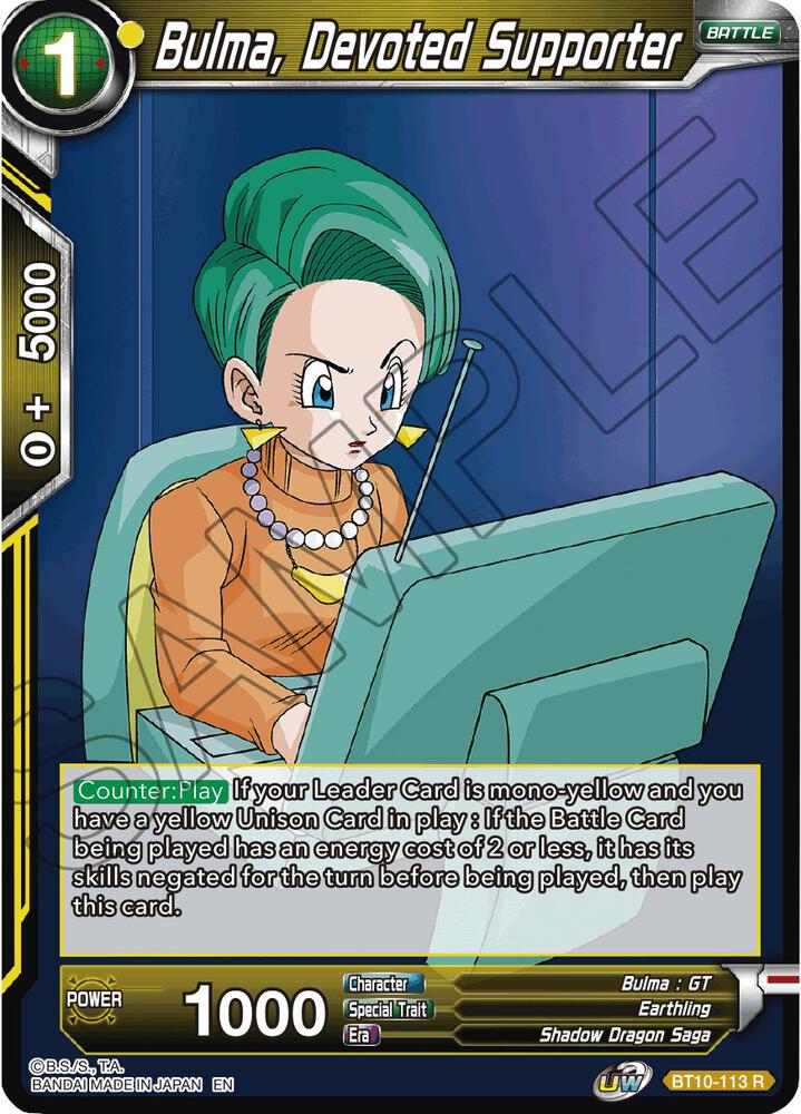 Bulma, Devoted Supporter BT10-113 card from Rise of the Unison Warrior