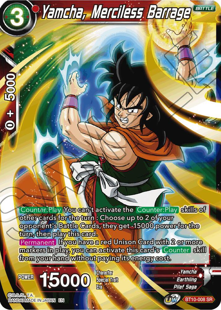 Yamcha, Merciless Barrage BT10-008 card from Rise of the Unison Warrior