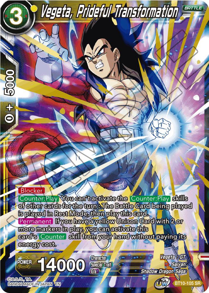 Vegeta, Prideful Transformation BT10-105 card from Rise of the Unison Warrior