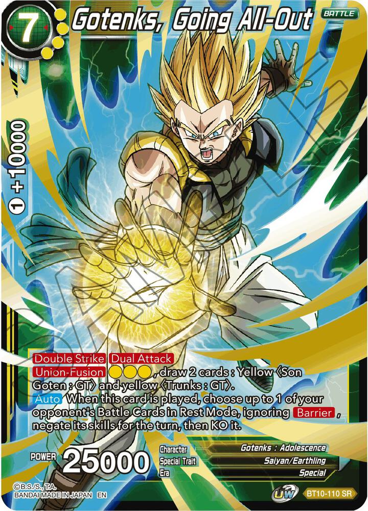 Gotenks, Going All-Out BT10-110 card from Rise of the Unison Warrior