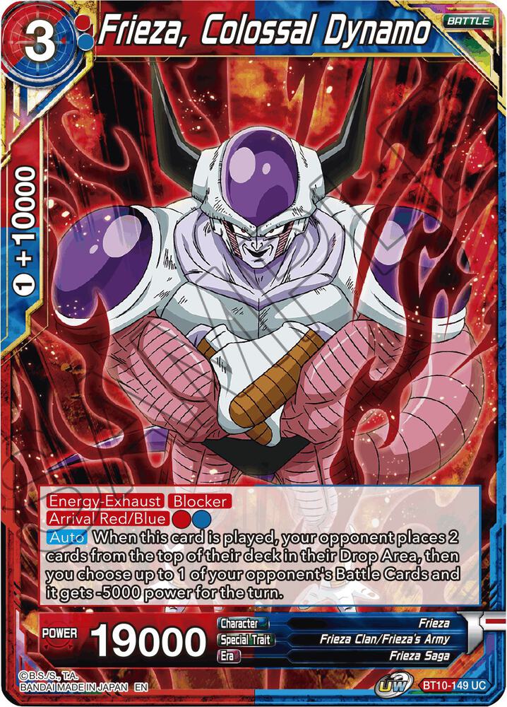 Frieza, Colossal Dynamo BT10-149 card from Rise of the Unison Warrior