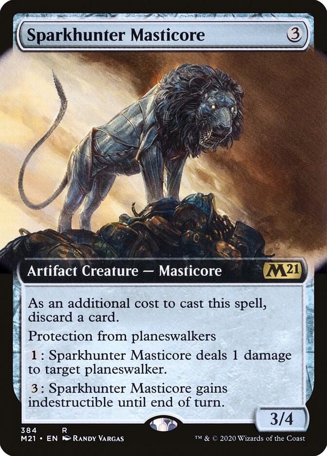 Sparkhunter Masticore (Extended Art) 384 card from Core Set 2021