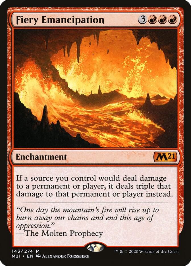 Fiery Emancipation 143 card from Core Set 2021