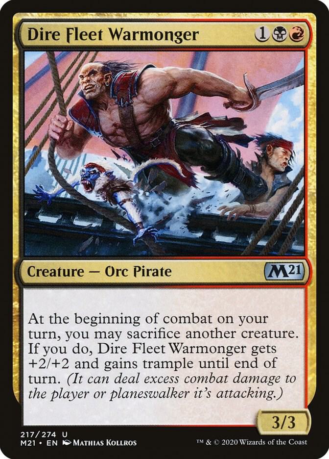 Dire Fleet Warmonger 217 card from Core Set 2021