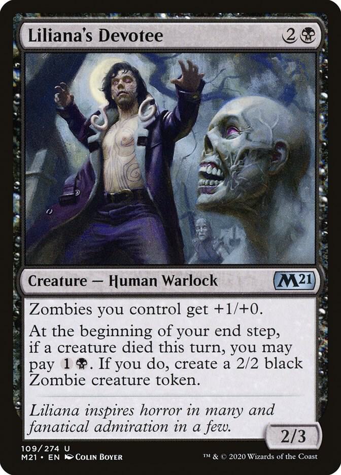 Liliana's Devotee 109 card from Core Set 2021