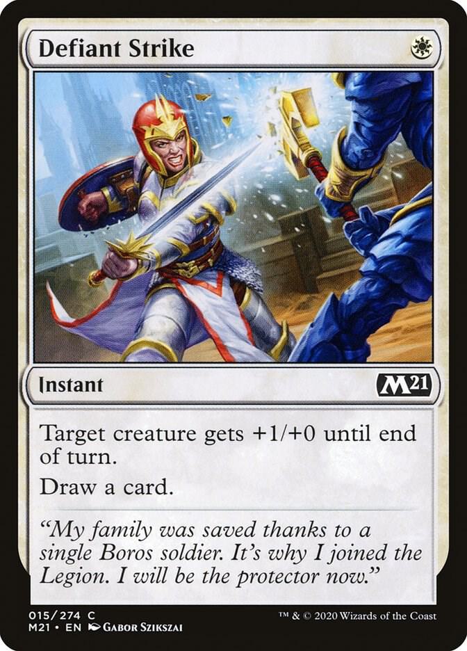Defiant Strike 15 card from Core Set 2021
