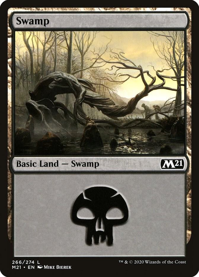 Swamp 266 card from Core Set 2021