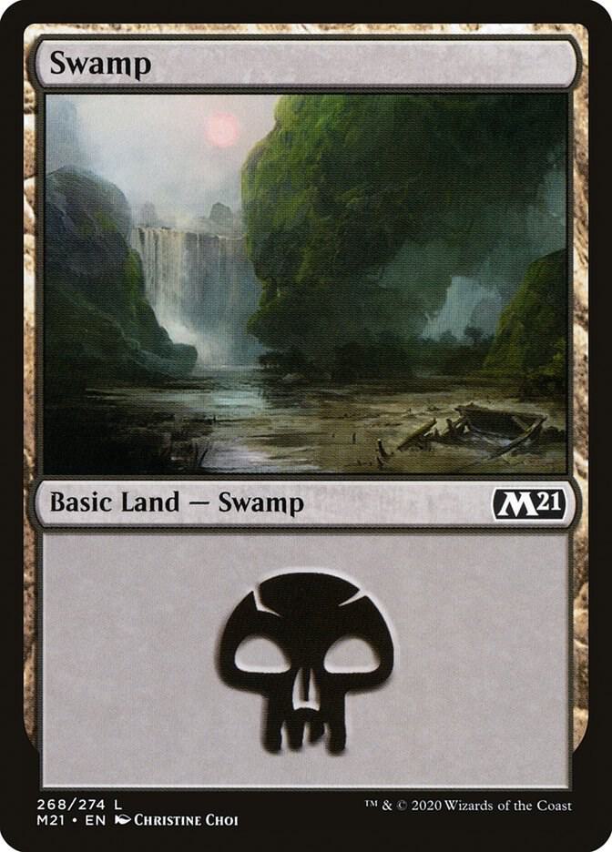 Swamp 268 card from Core Set 2021