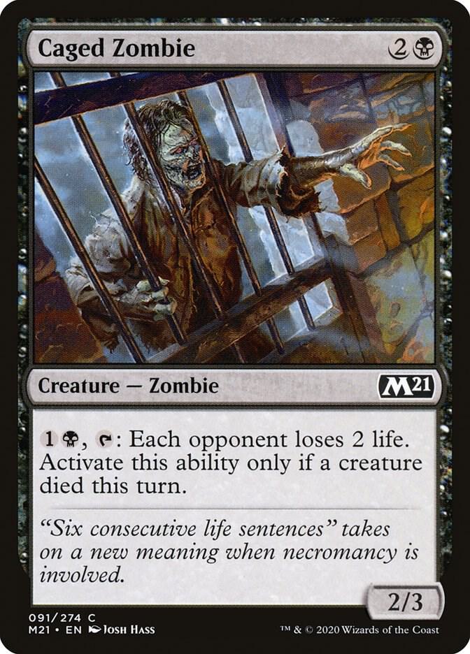 Caged Zombie 91 card from Core Set 2021