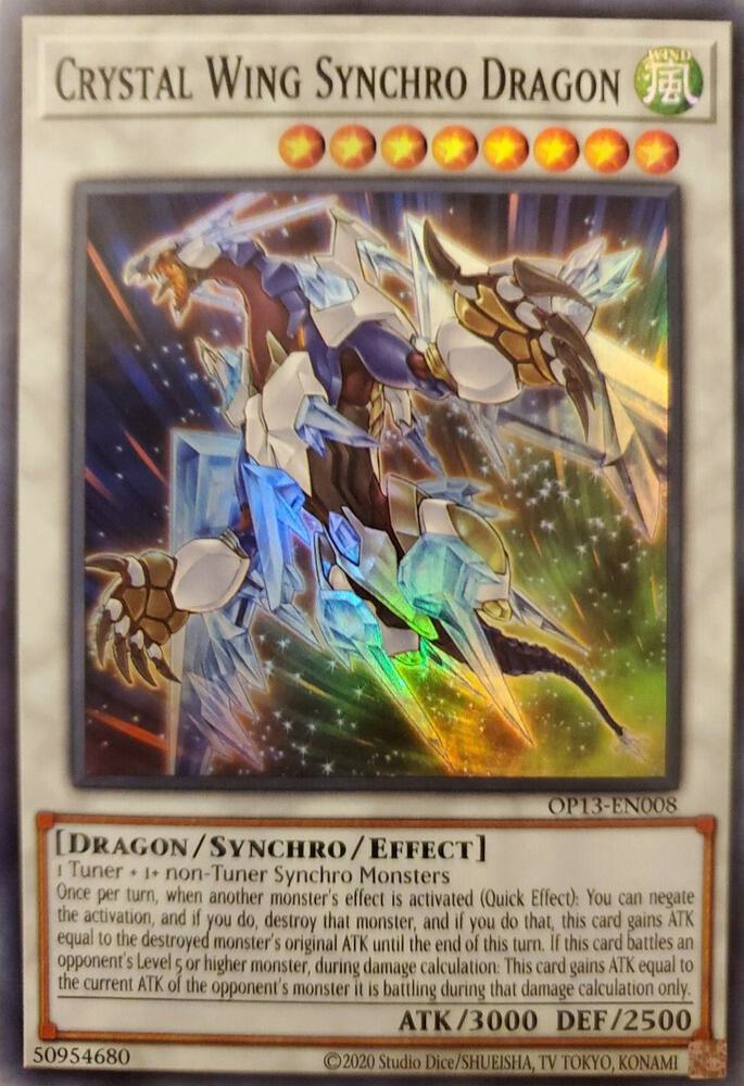 Crystal Wing Synchro Dragon OP13-EN008 card from OTS Tournament Pack 13