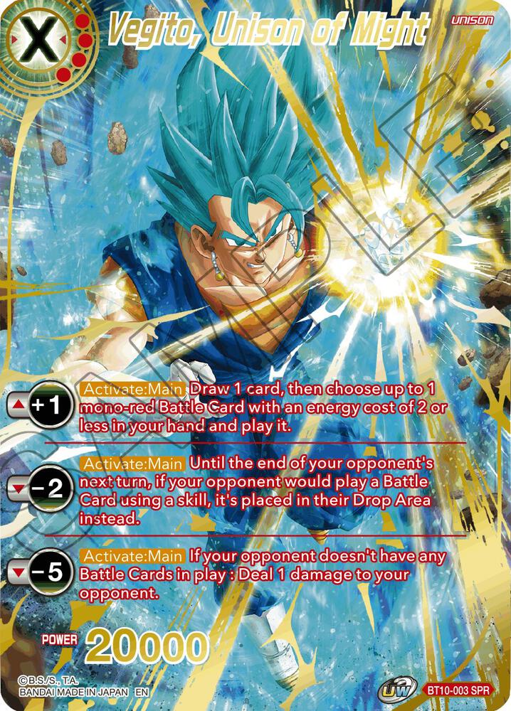 Vegito, Unison of Might (SPR) BT10-003 card from Rise of the Unison Warrior