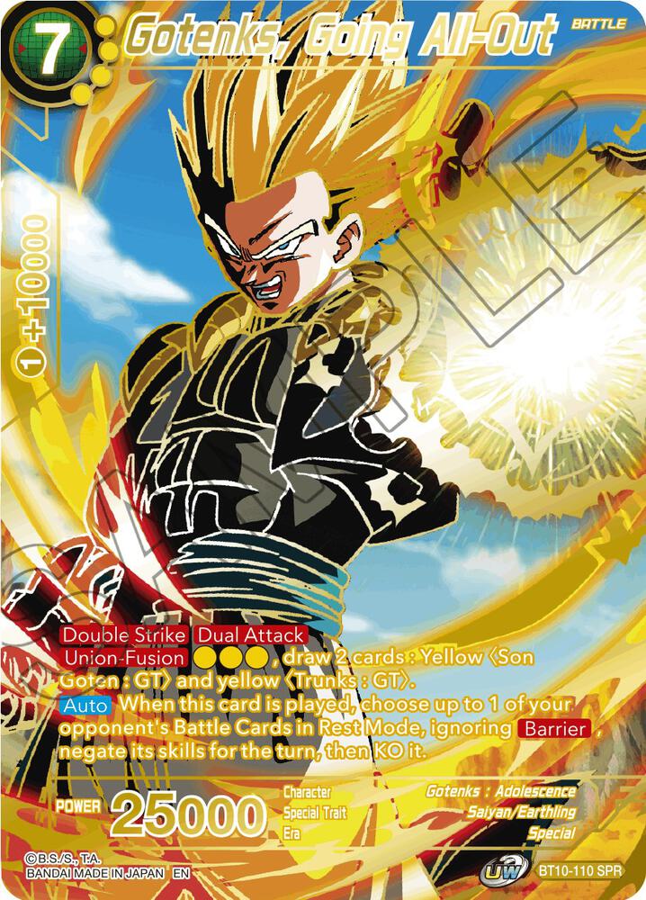 Gotenks, Going All-Out (SPR) BT10-110 card from Rise of the Unison Warrior