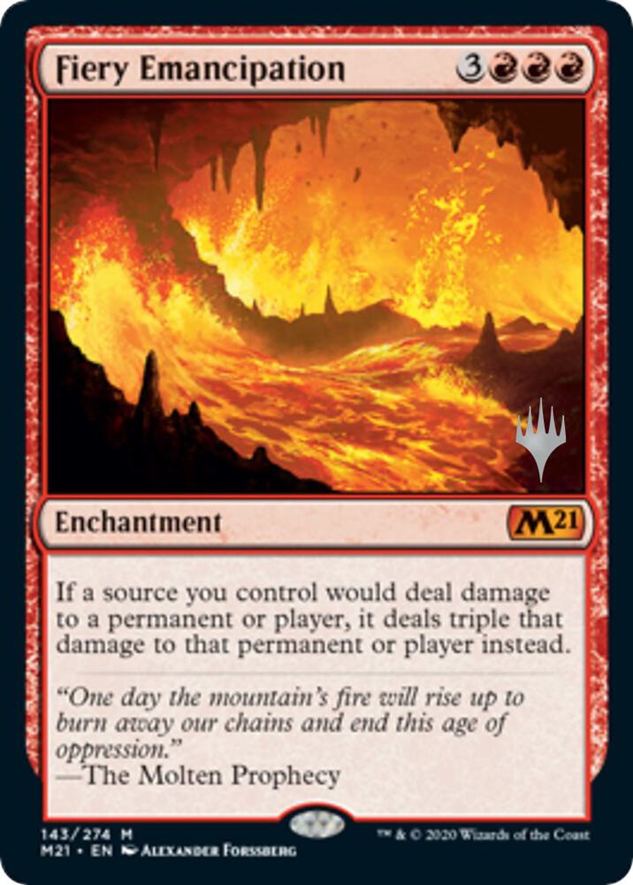 Fiery Emancipation 143 card from Promo Pack: Core Set 2021